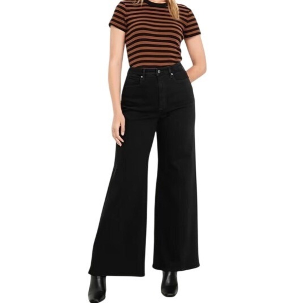 Old Navy Extra High-Rise Super Wide Leg Jeans Womens 4 Black Drapey Denim Casual